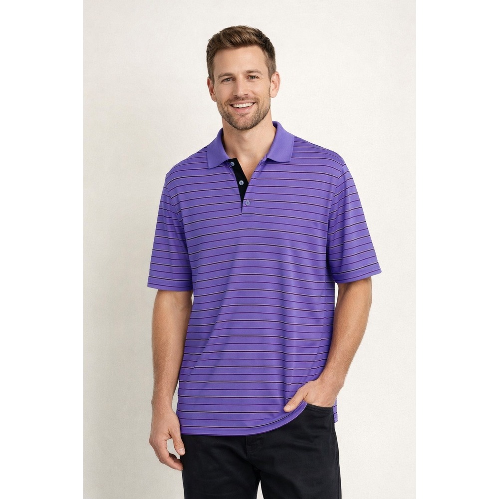 Peter Millar Summer Comfort Polo Mens XL Purple Striped Golf‎ Shirt MS16EK20